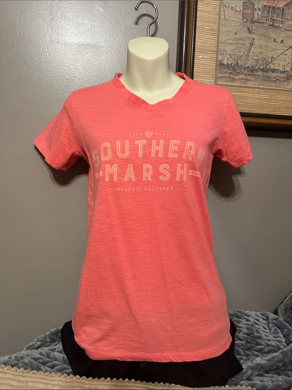 Southern Marsh Coral Pink Logo Tee XS